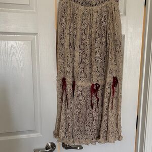 Elegant Lace Skirt with Red Accents